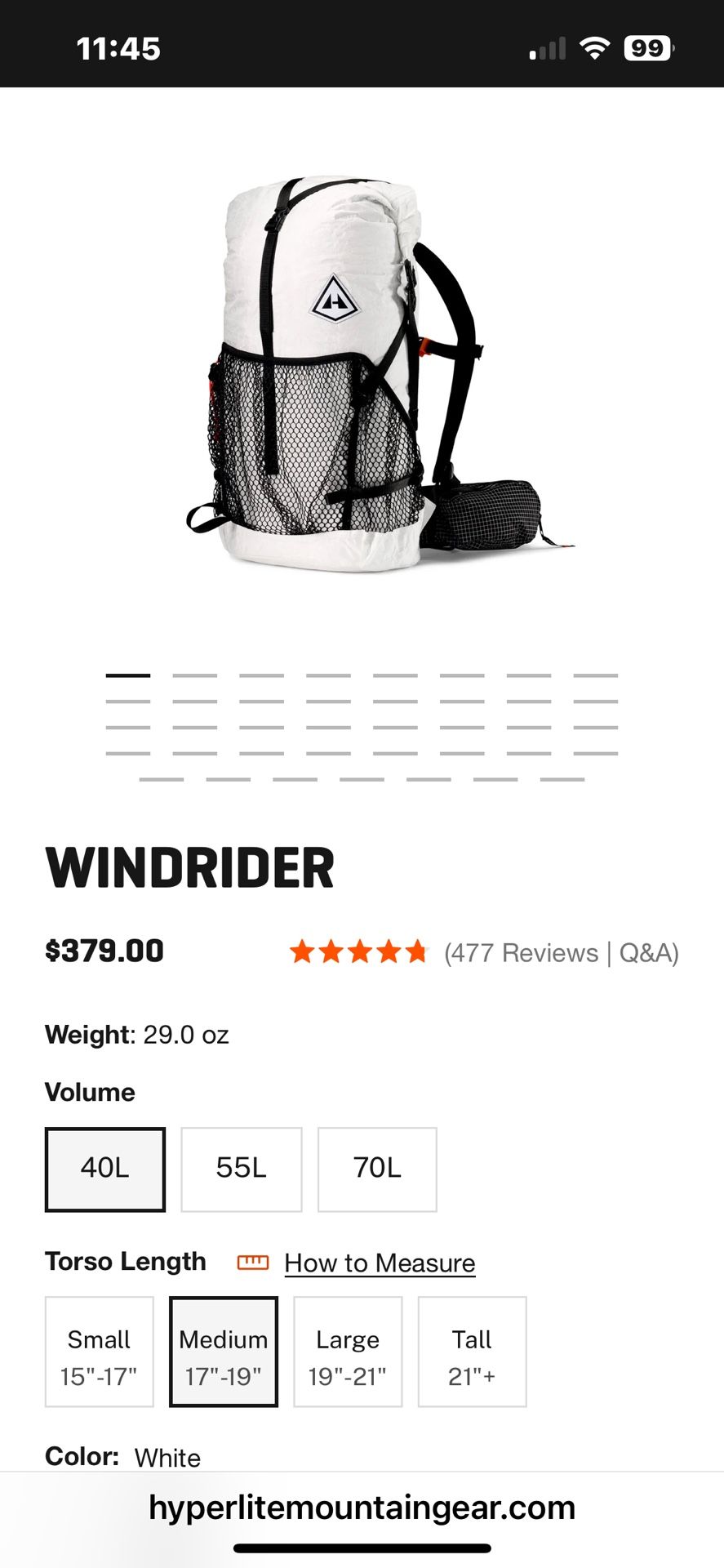 Hyperlite Mountain Gear Windrider 40L Backpack