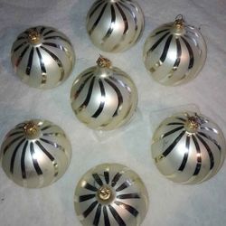 Christopher Radko Silver Swirl Large Glass Ornaments