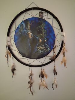 Large Bear Dream Catcher Wall Hanging