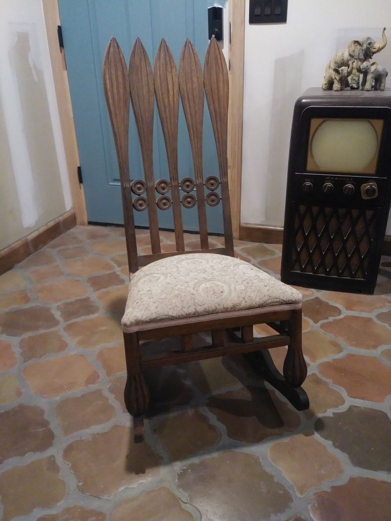 Rare Arts and Crafts Mission Art Deco Rocking Chair