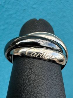 Cartier TRINITY RING 18k white gold CERAMIC CLASSIC MODEL sz 52 & box