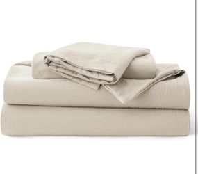 100% Washed Cotton Duvet Cover – King Size (Oatmeal) – Brand New