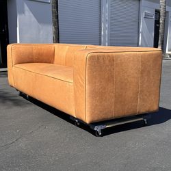 CB2 Lenyx Genuine Leather Sofa – Modern Box Arm – Retail $2,500+