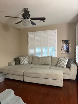 Living spaces Delano 2 piece couch w/ oversized chaise & ottoman