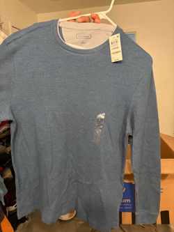 Club Room Men's Long Sleeve Thermal Crewneck Shirt (Blue Wind)