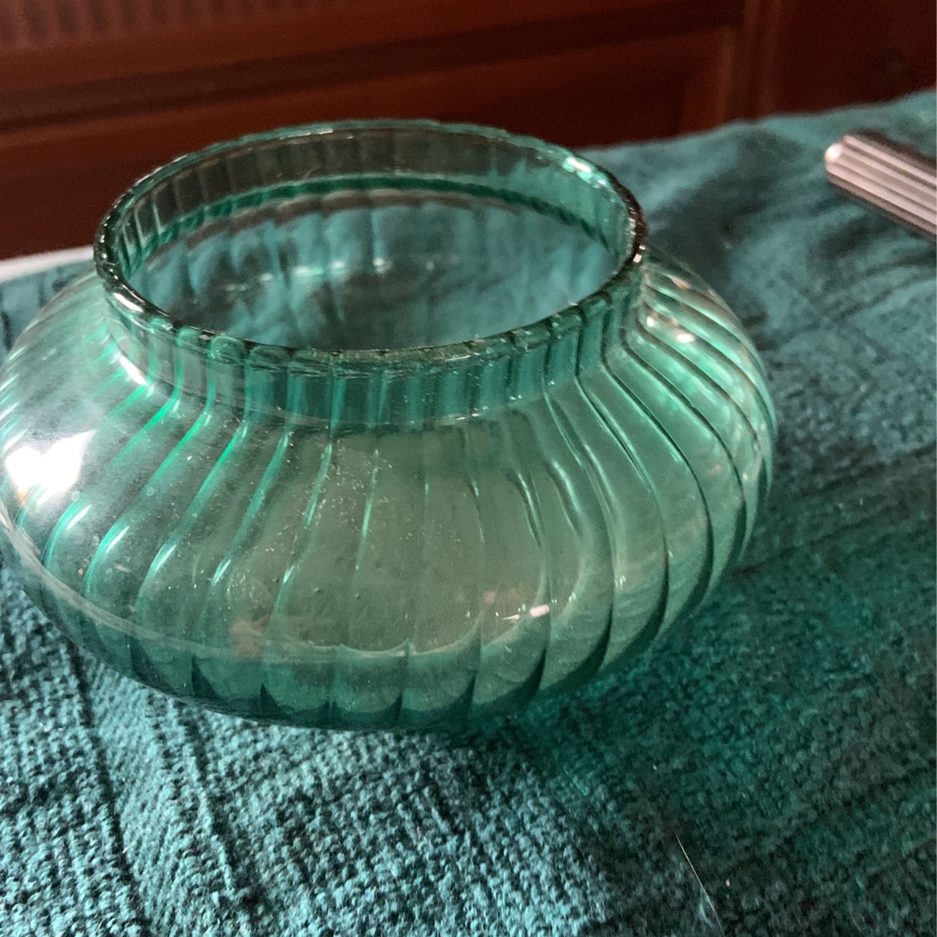 Green Glass Potpourri Jar With Pewter Lid for Sale in