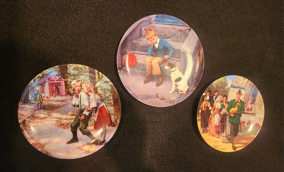 X3 Vintage German Collectible Plates