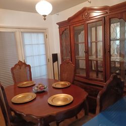 Louie The 14th Look Alike China Cabinet With Tables And Chairs