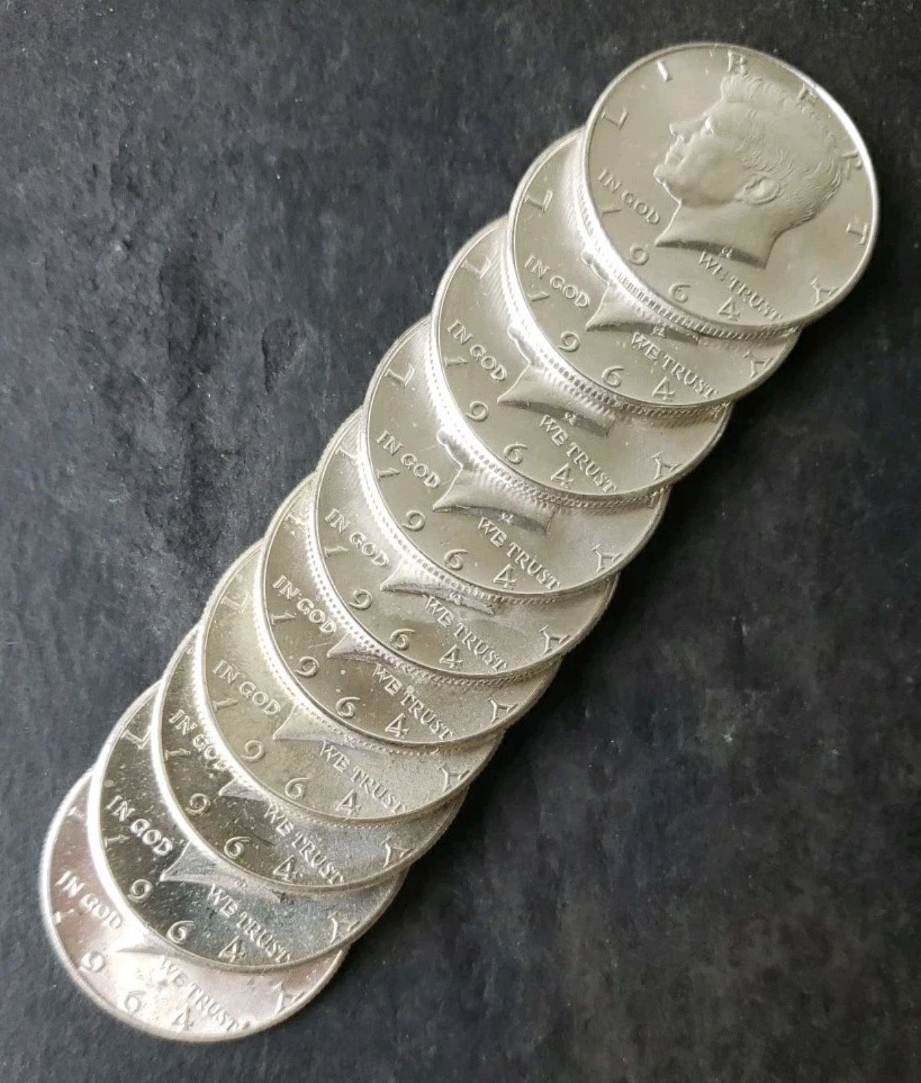 10 1964 KENNEDY HALF DOLLARS