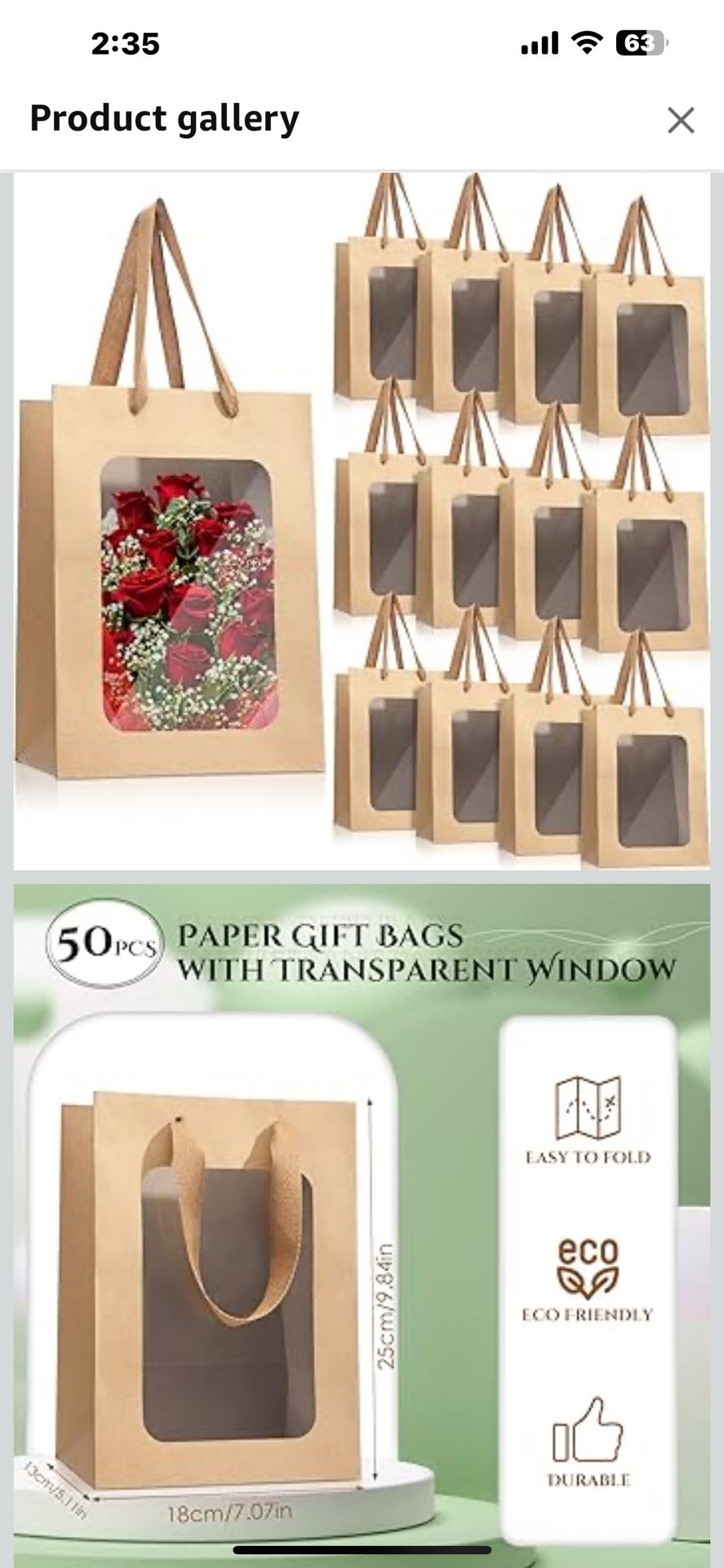 New Reginary 50 Pcs Paper Gift Bags with Transparent Window Clear Gift Bag with Handle 9.8 × 7.1 x 5.1 Shopping Tote Wedding Bouquet Wrapping Hallowee