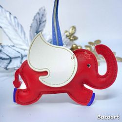 Chubby Elephant Bag Charm Pu Leather
