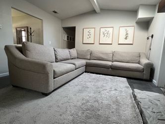 Large Gray Fabric L-Shaped Sectional Sofa