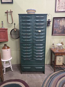 Antique Green Multi-Drawer Cabinet