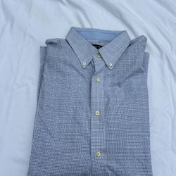 Nautica Plaid Long Sleeve Button Up Polo Shirt
