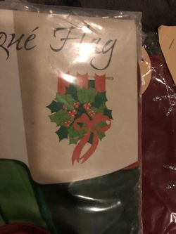 Large Christmas holly wreath appliqué garden flag