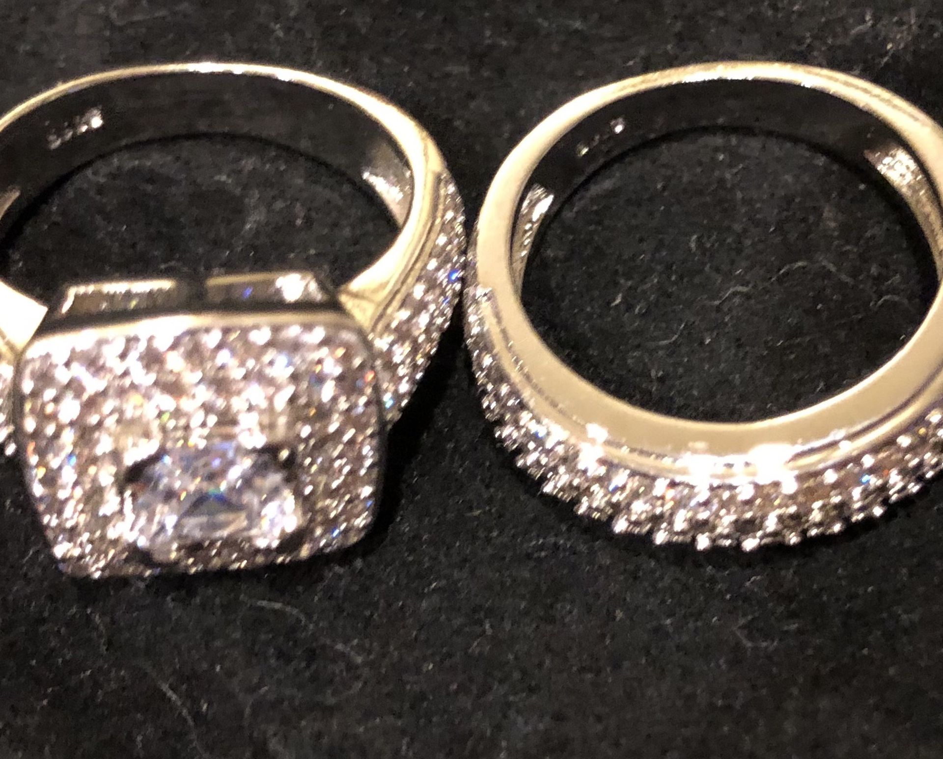 Princess Cut 2.65 CZ Halo Wedding Engagement Ring Set Women’s