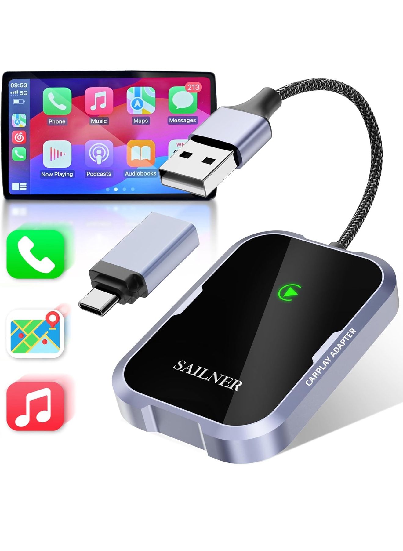 Wireless Apple Carplay Adapter-(Brand New)-(Does Not Play Netflix,YouTube…etc)