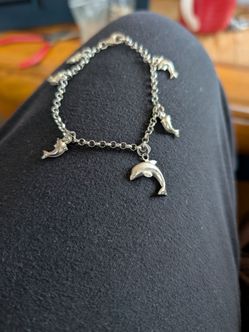 Sterling silver dolphin bracelet or anklet