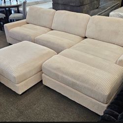 4 Piece Oversized Ivory Corduroy Modular Sectional Brand New In Box Firm Price $860