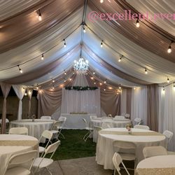 Tent,draping,chairs,tables,backdrop,ballloons