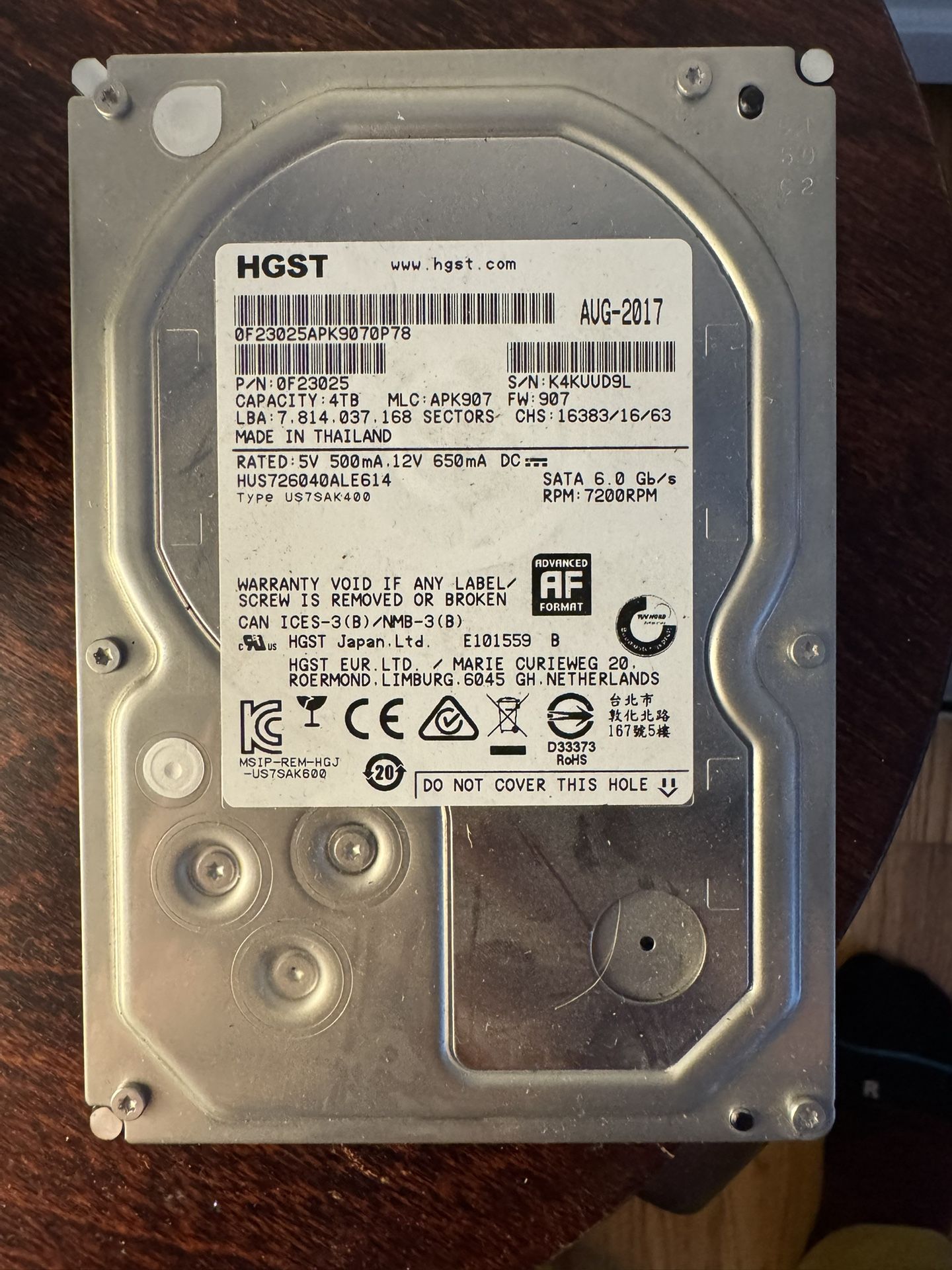 Hard drives 4TB, 2x 1TB & 500GB