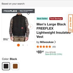 Men's Large Black FREEFLEX Lightweight Insulatea Vest by Milwaukee