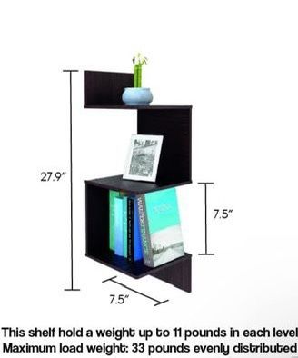 NEW- Black Hanging Square Corner Wall Shelf Elegant Shelf with Three Levels - 3 Levels - includes mounts
