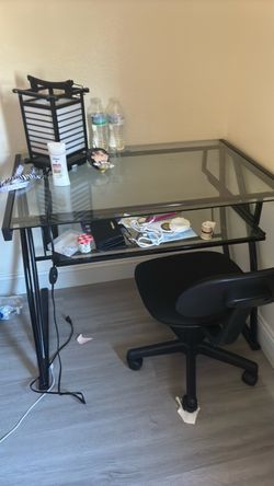 Glass desk w chair