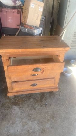 Rustic Wood Nightstands set of two with 3 drawers