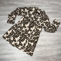 Brown And Cream Jacket Eddie Bauer Floral Trench Coat  Size Medium