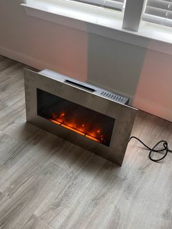 Electric Wall-Mount Fireplace Heater with LED Flame Effect