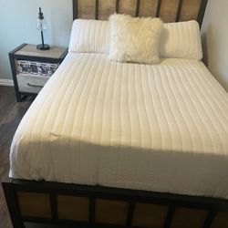 Full Sized Bed Frame and Nightstand 