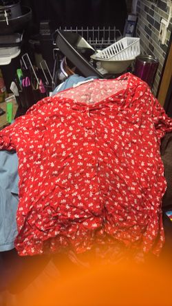 Flower printed red blouse