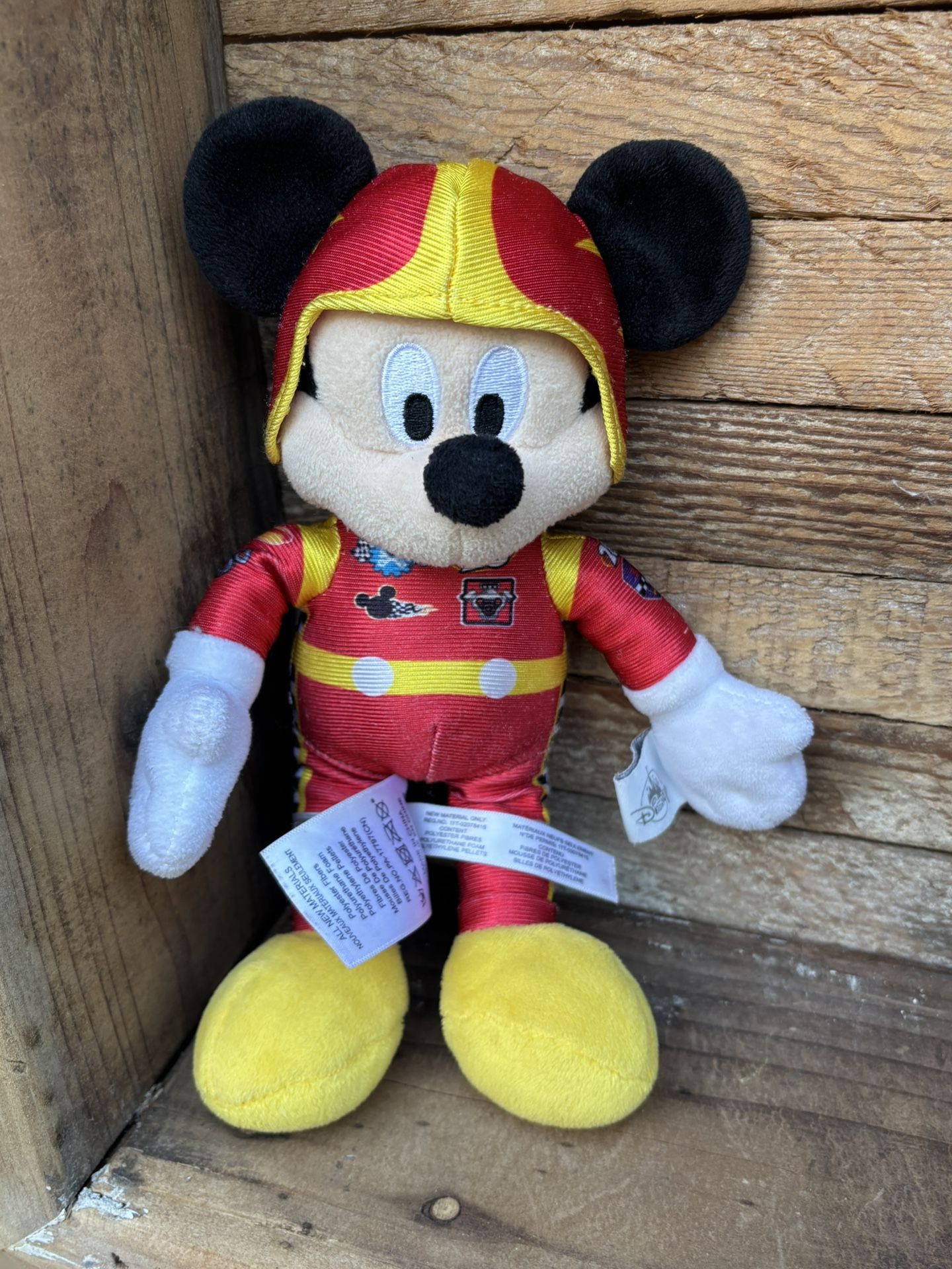 Disney Store Mickey Mouse Roadster Racers Plush Race Car Driver Stuffed Toy 9”