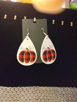 Patchwork Pumpkin Leather fall Earrings