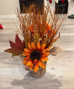 Fall Sunflower and Burlap Centerpiece