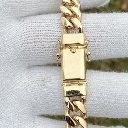 14k Yellow Gold Cuban Bracelet 10.4mm 75grams 
