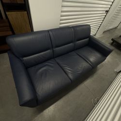 Kane’s Jasper Blue Leather Sofa - 100% Italian Leather