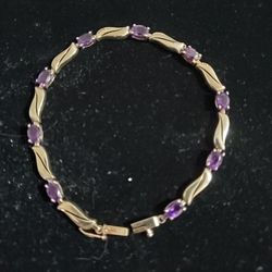 10k Gold Bracelet With Amethyst 