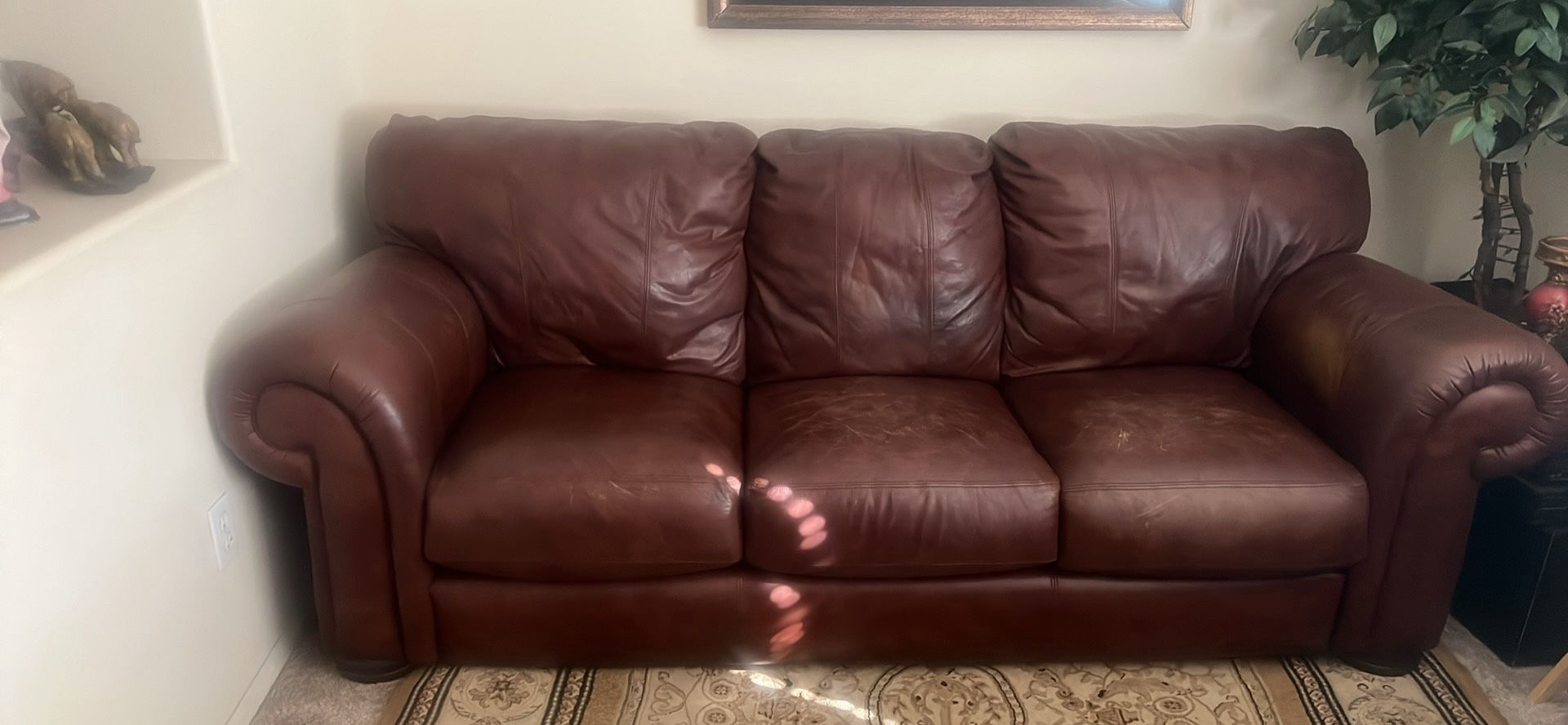Leather Sofa, Chair, And FootRest/Table By Lane’s Furniture