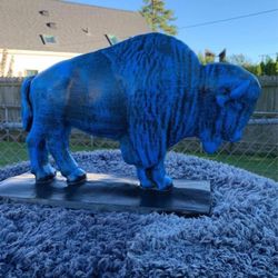 The Old Blue Buffalo Statue