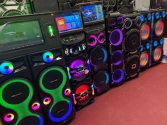 Largest selection of loud karaoke 🎤 Bluetooth party speakers.  Come listen to them.