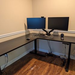 FlexiSpot L-Shaped Standing Desk + Monitors