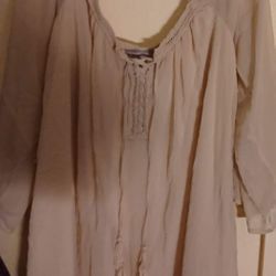 Ladies Quarter Sleeve Cold Shoulder Beige Blouse 