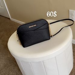 Michael Kors Black And Gold Leather Crossbody