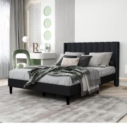 Full Size Bed - Upholstered Bed Frame Full with Wingback Headboard - New In Box