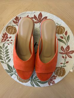 Women’s Orange Platform Espadrille Wedge Slides – Open Toe Summer Sandals