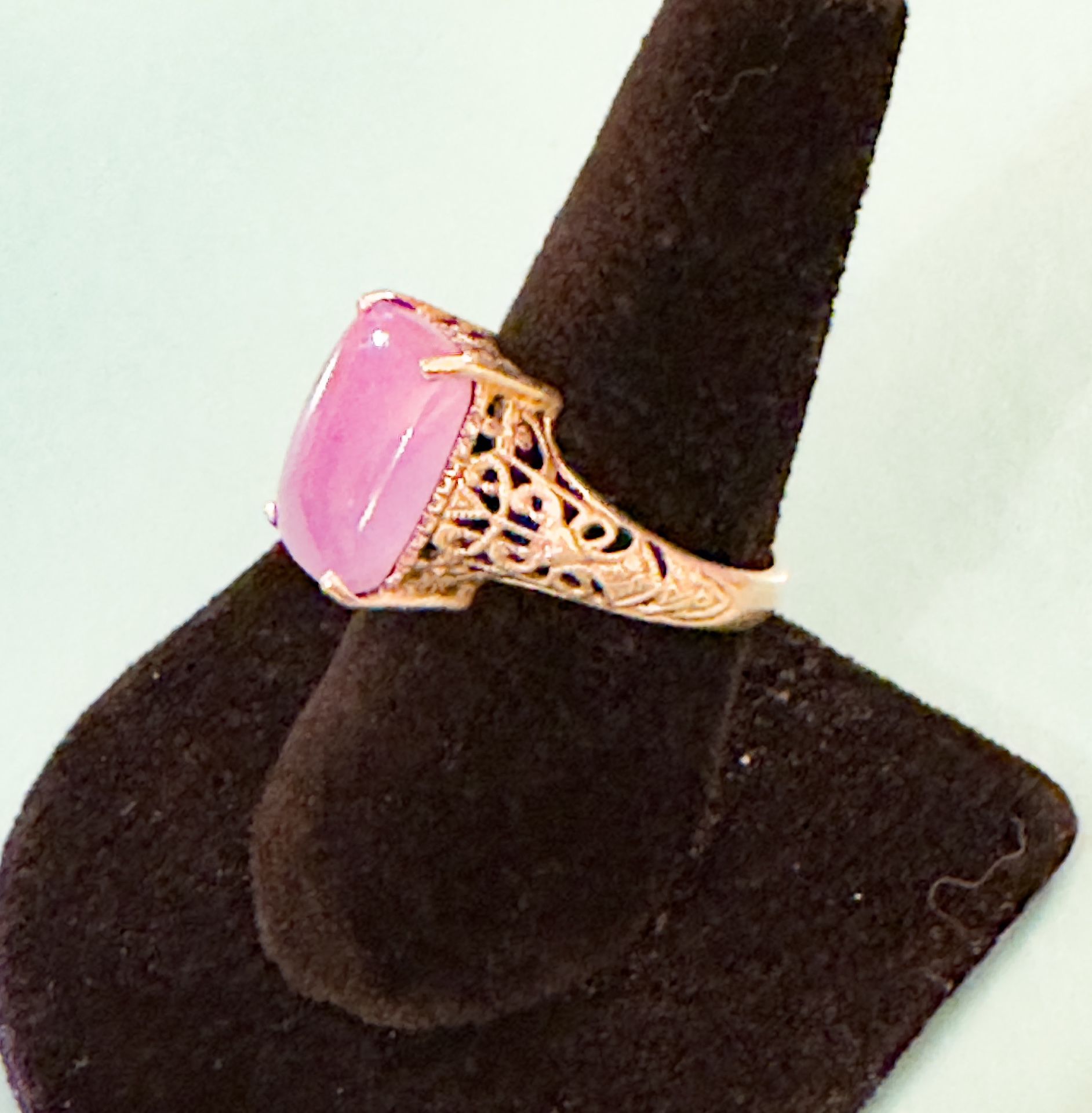 Designer CNA 925 Sterling Silver Purple Jade Jadeite Filigree Ring - size 8