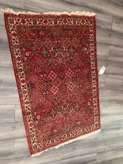 Red Persian Style Area Rug with Fringe