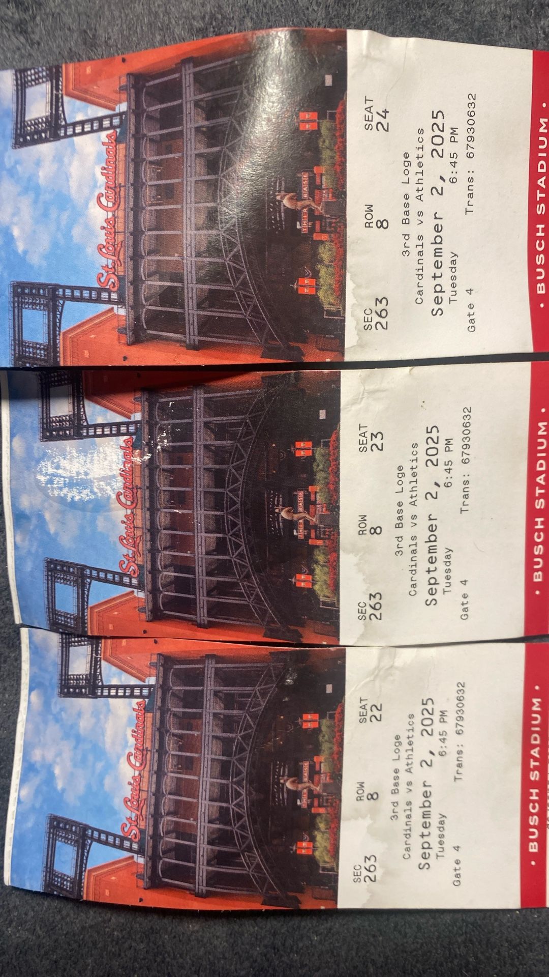 Three Third Base Lodge Cardinals Tickets For Sept 2